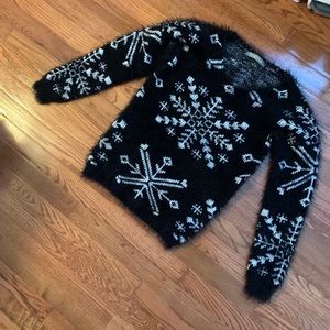 Anthropologie Finn & Clover Snowflake Sweater Textured Black & White. Sz S. EUC!